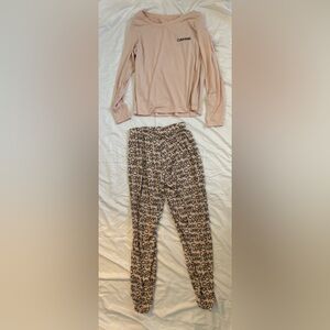 Calvin Klein Pink and Brown Pajama Set
